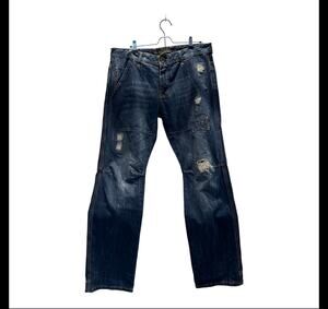 Level 7 Jeans Mens 34 Y2K Distressed Patchwork Baggy Denim